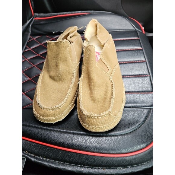 Tony Lama RR3025 Mens9.5D Slip On Moc Toe Casual Shoes Winter Wheat Tan Canvas - Picture 2 of 8